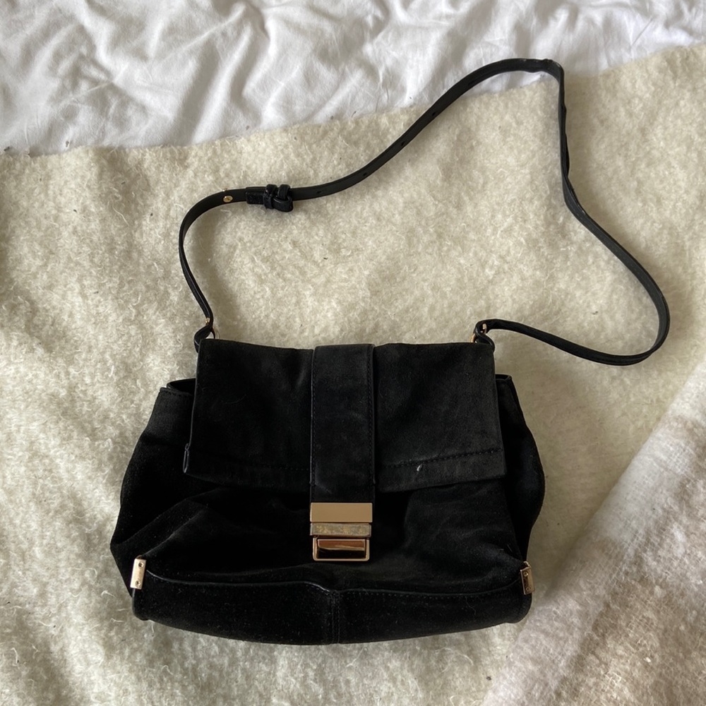 Zara genuine suede black cross body bag